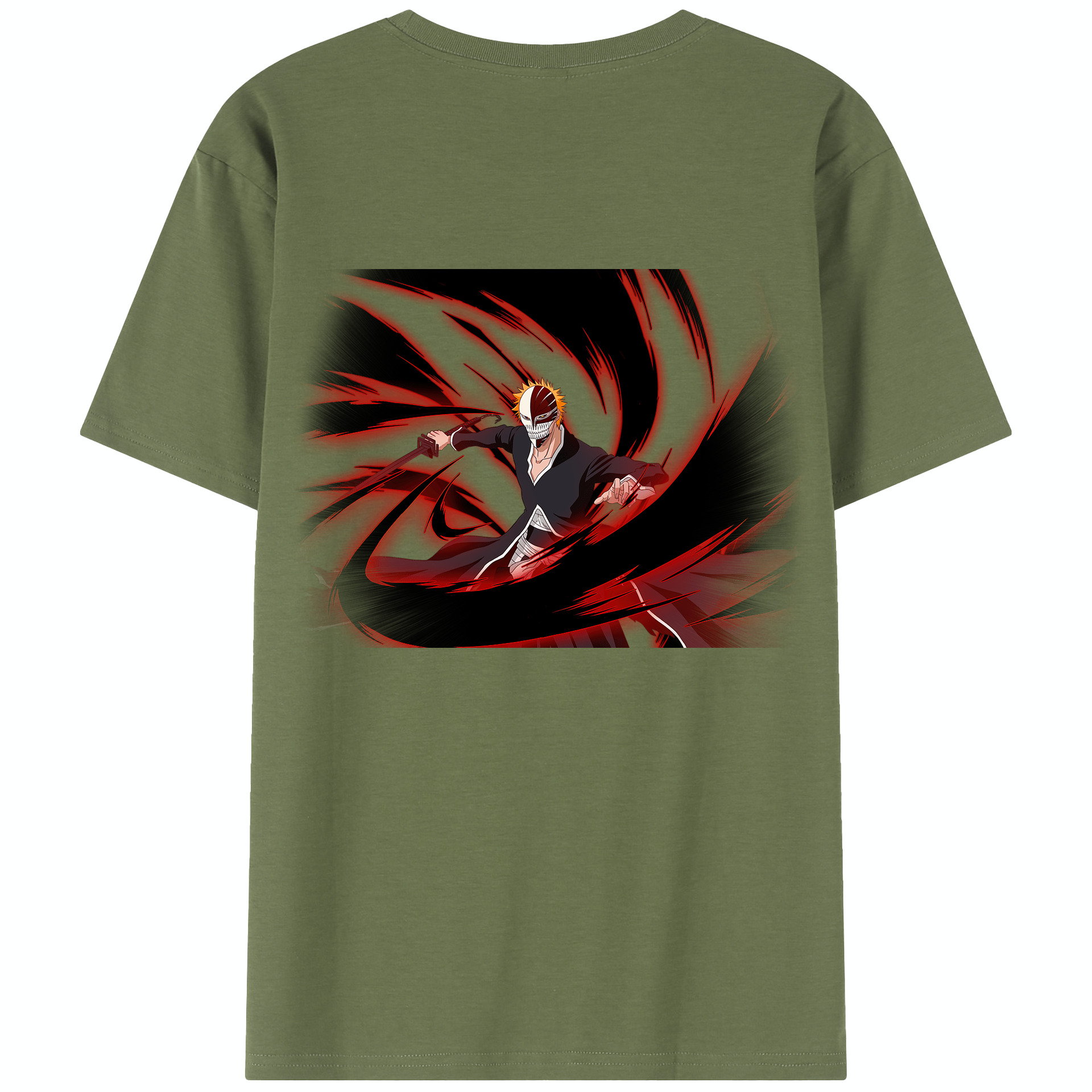 （画像用） ブリーチ 黒崎一護（くろさき いちご）BLEACH Kurosaki Ichigo 綿100％半袖Tシャツ（背面プリント）